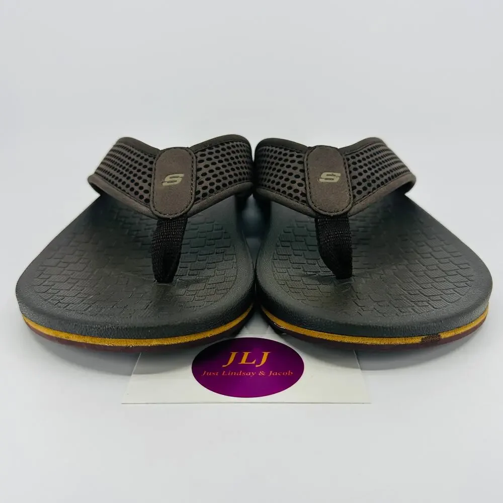 Skechers Men's Relaxed Fit: Pelem - Emiro Thong Sandals Dark Brown 65093 Size 12